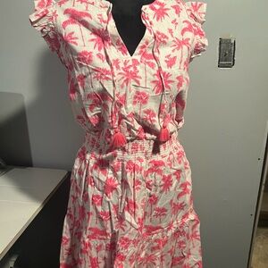 Vineyard Vines Pink and White Palm Mini Dress